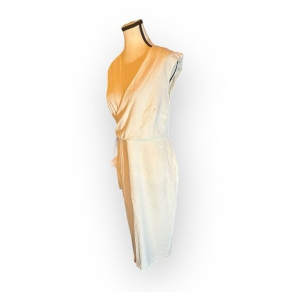 🆕 NWT Banana Republic 6 White Formal Wrap Front Cap Sleeve A Line Dress - Picture 7 of 10